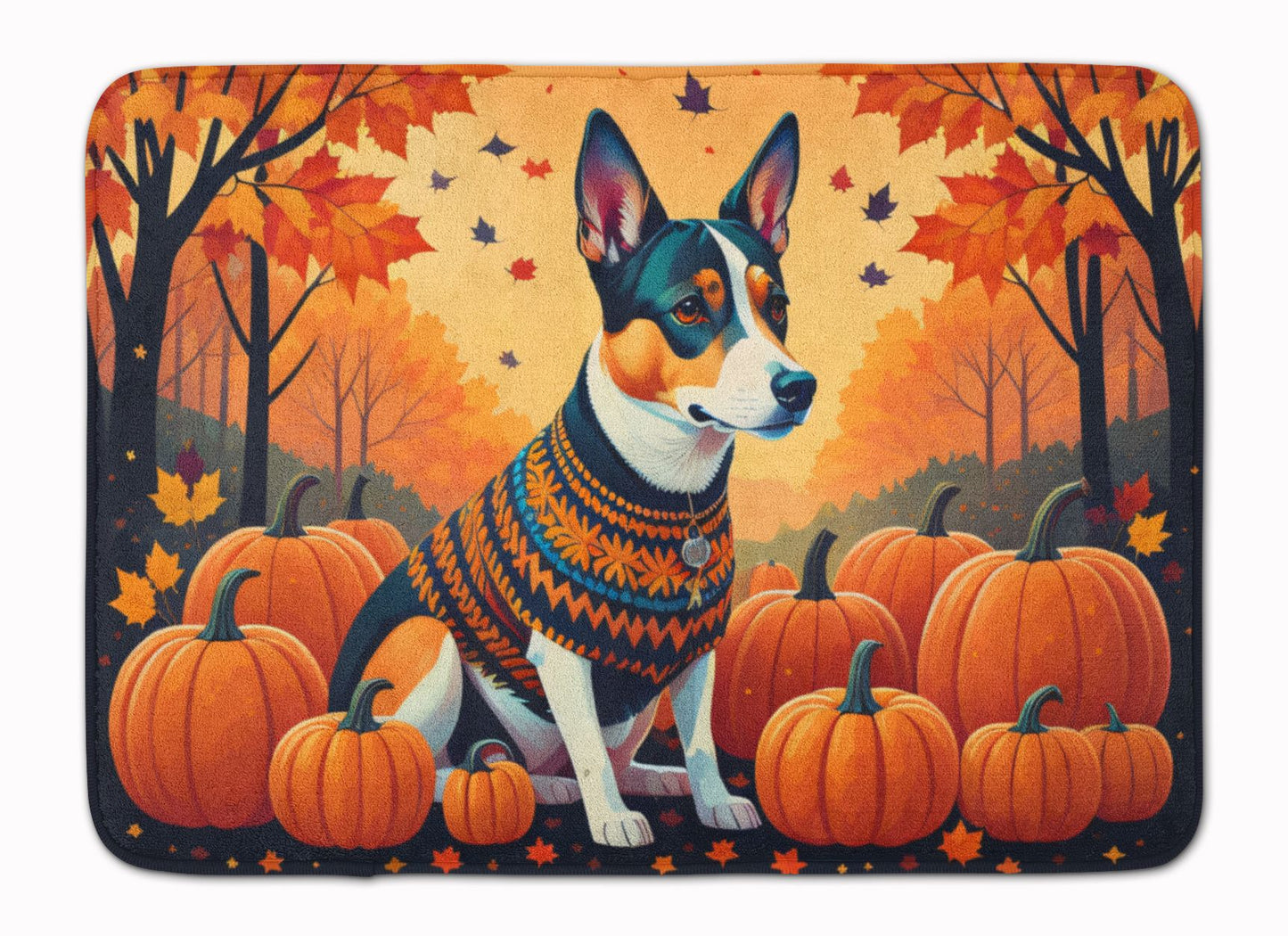 Basenji Fall Memory Foam Kitchen Mat Machine Washable Anti-Fatigue Mat Cushion Comfort Bath Mat or Kitchen Rug