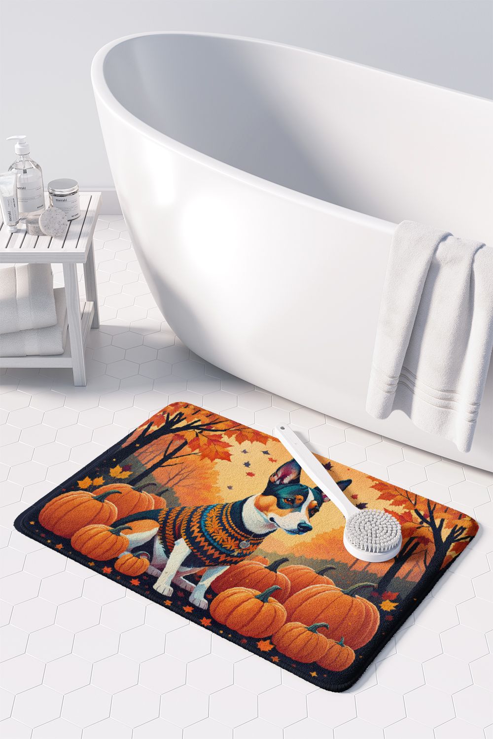 Basenji Fall Memory Foam Kitchen Mat Machine Washable Anti-Fatigue Mat Cushion Comfort Bath Mat or Kitchen Rug