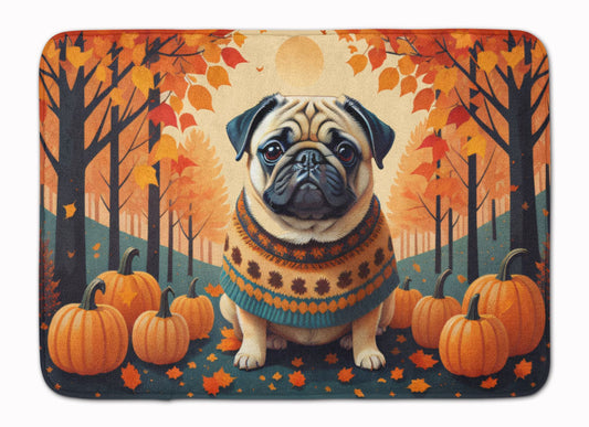 Fawn Pug Fall Memory Foam Kitchen Mat Machine Washable Anti-Fatigue Mat Cushion Comfort Bath Mat or Kitchen Rug